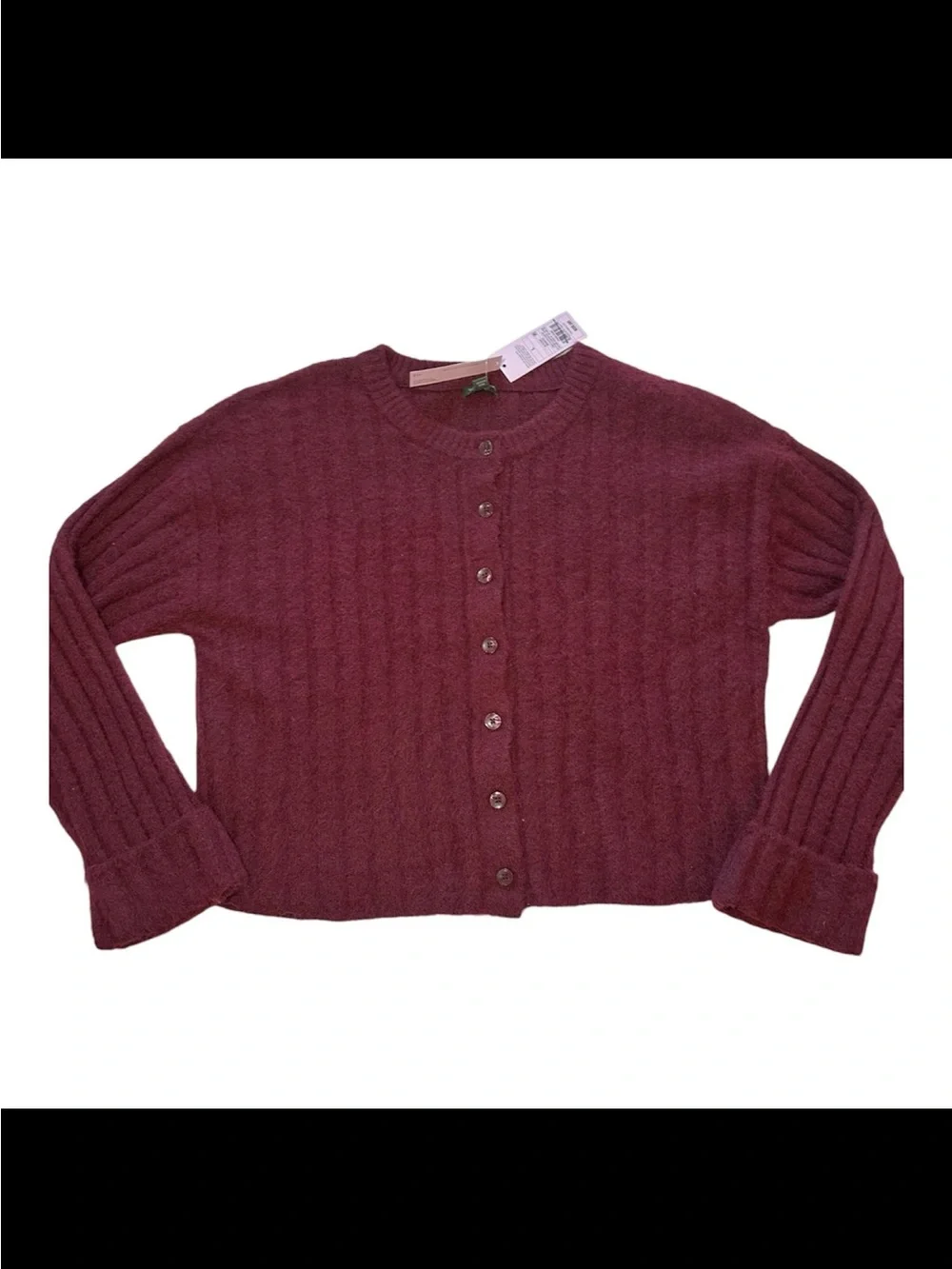Wild Fable Fuzzy Burgundy Button Down Cardigan Size Large NWT